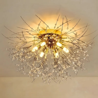 Excelis Art Deco Metal Ceiling Light - Gold Dandelion Shape for Living Room