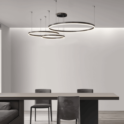 Modern 3-Ring Black Pendant Light Dining Room
