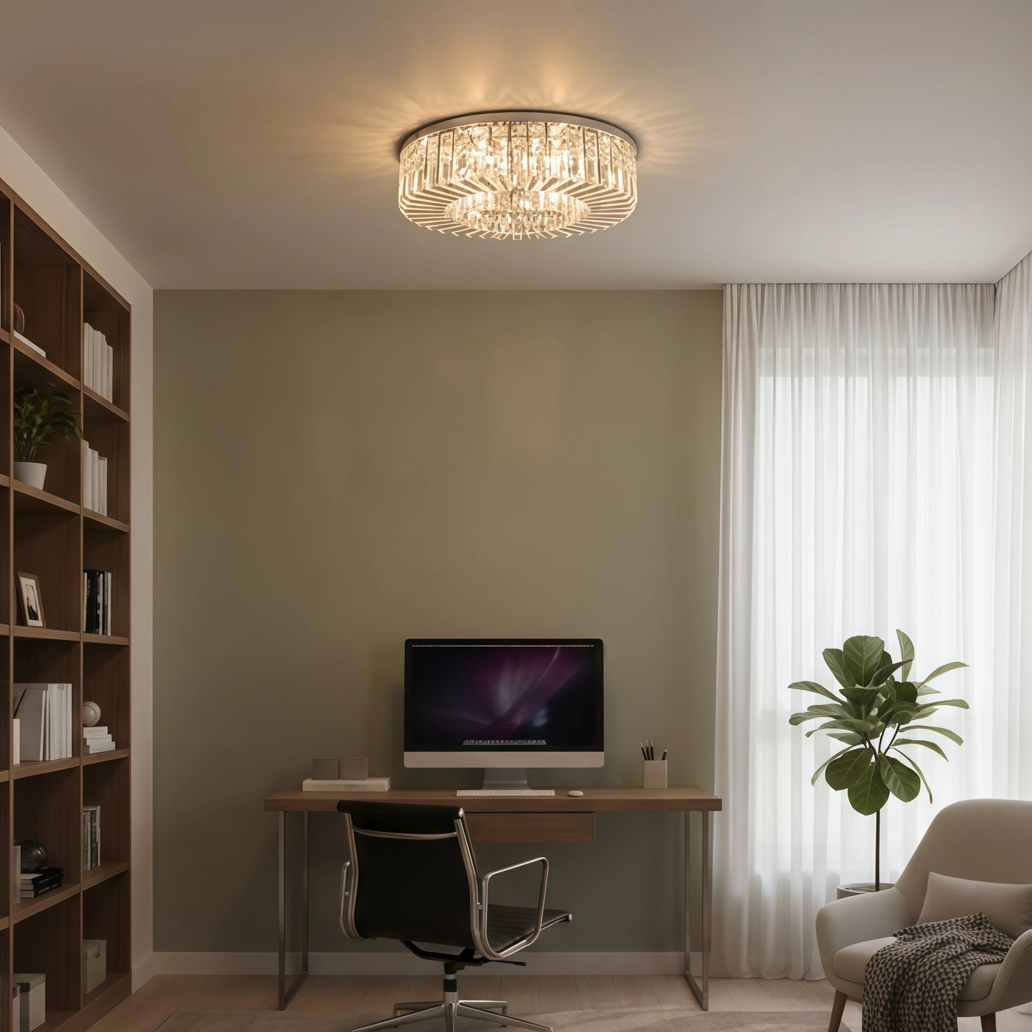 Excelis Royal Round LED Ceiling Light – Chrome/Gold Finish for Living Room/Bedroom