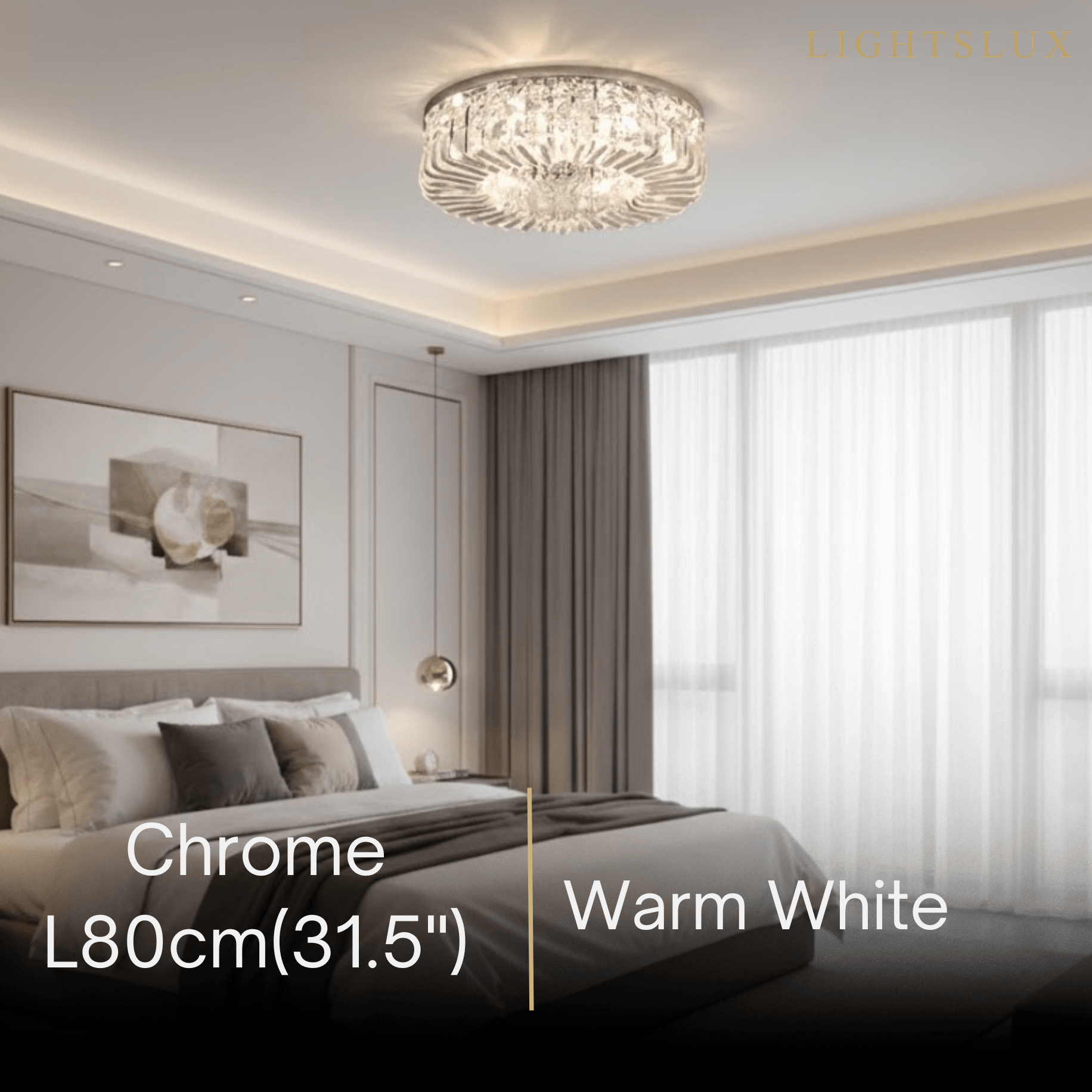 Royal Round LED Ceiling Light – Chrome/Gold Finish for Living