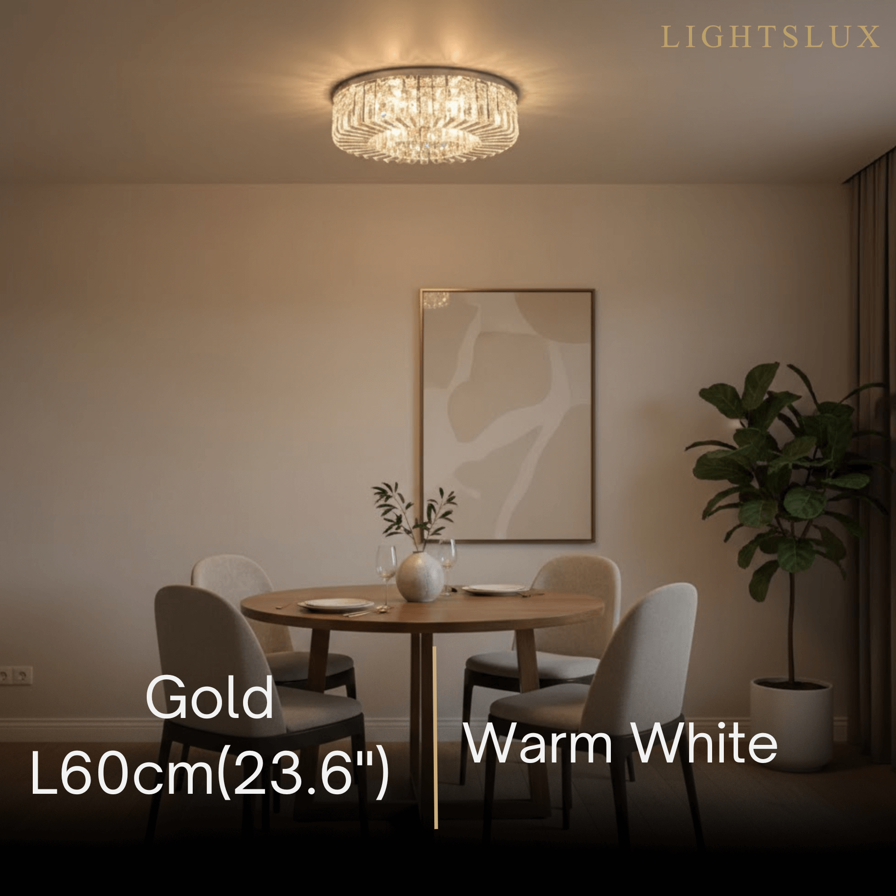 Royal Round LED Ceiling Light – Chrome/Gold Finish for Living