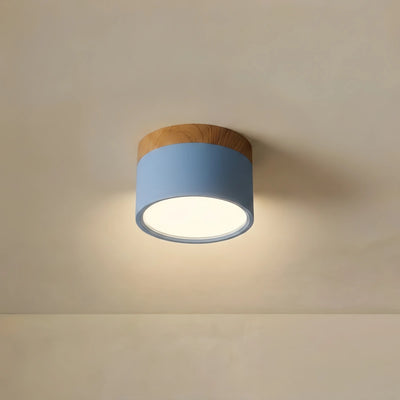 Morandia Nordic LED Ceiling Light Cylinder - Metal/Wood for Hallway