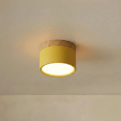 Morandia Nordic LED Ceiling Light Cylinder - Metal/Wood for Hallway