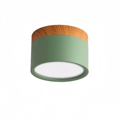 Morandia Nordic LED Ceiling Light Cylinder - Metal/Wood for Hallway