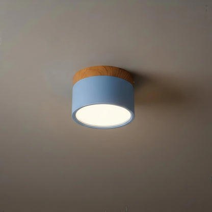 Morandia Nordic LED Ceiling Light Cylinder - Metal/Wood for Hallway