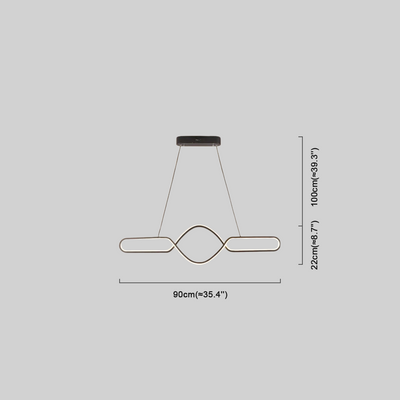 Pendant Light — Black Metal & Silica Gel Cross Linear