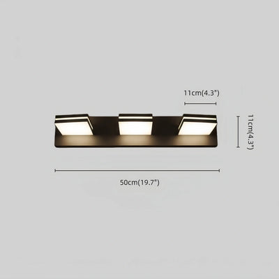 Arcato Modern 3-Light Bathroom Vanity – Cube Acrylic Shades on Matte Black Bathroom
