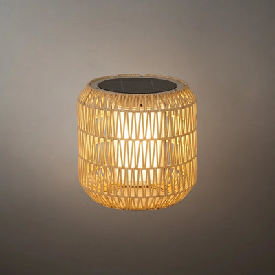 Zenno Farmhouse Outdoor Lamp - Wood & Metal Rattan Lantern