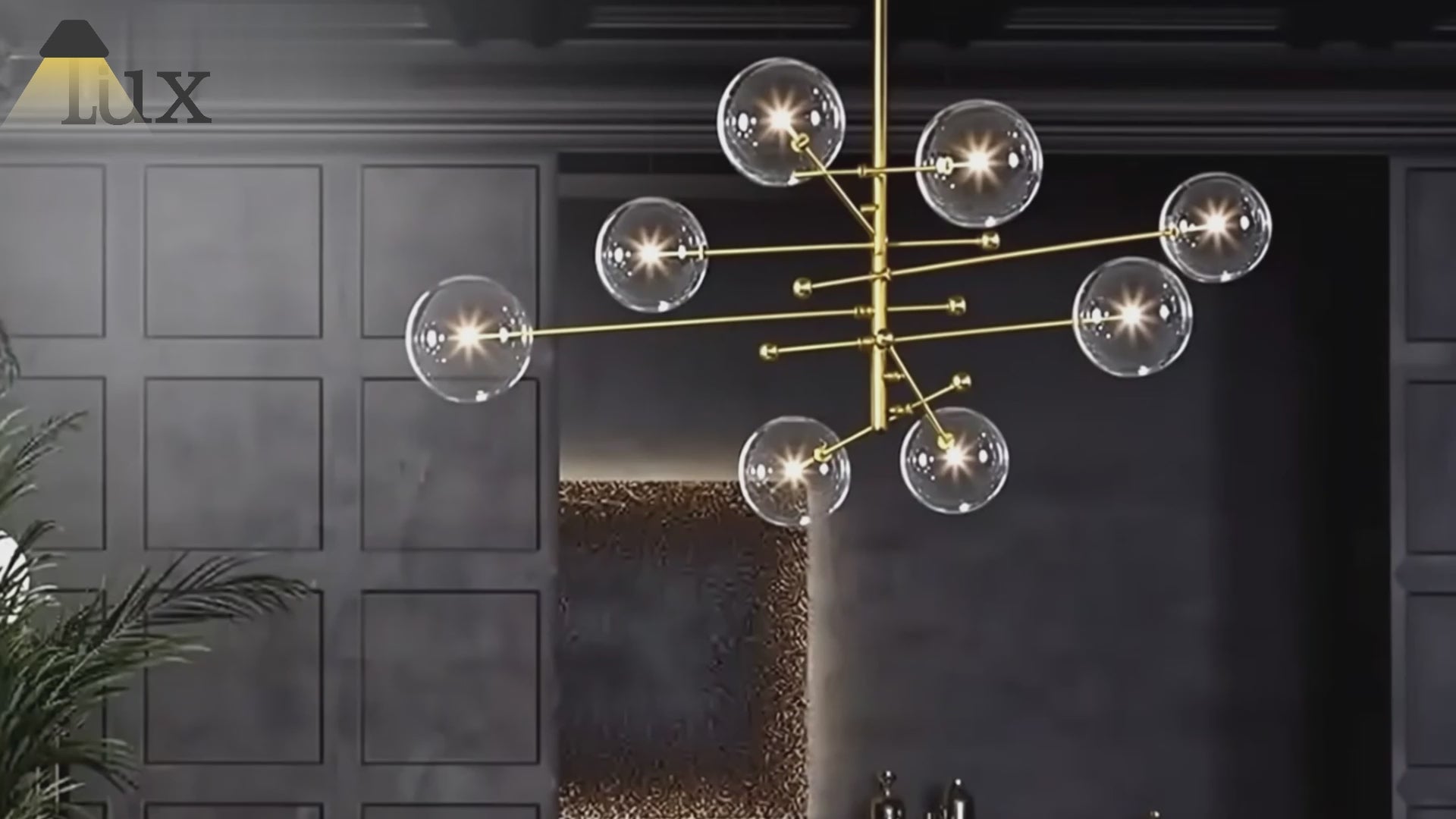 Nebula Royal Branch Glass Chandelier – Luxury Black/Gold Metal for Dining Room