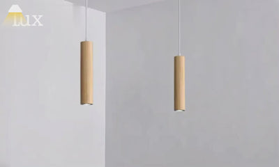 Arcato Minimalist Pendant Light - Brown/Yellow Wood & Acrylic for Dining Room