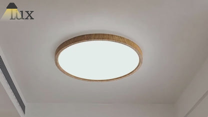 Zenno Wabi-sabi Modern Round Dimmable Ceiling Light – Wood/Acrylic for Living Room