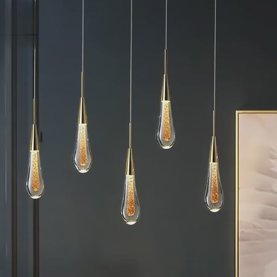 Excelis Art Deco Teardrop Pendant Light - Gold