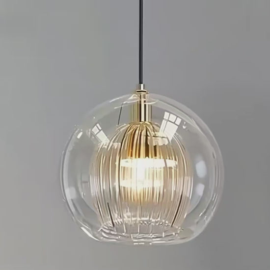 Vetro Nordic Globe Pendant Light – Clear or Amber Glass for Bedroom