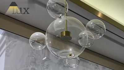 Vetro Modern Bubble Glass Pendant Light – Clear or Milky White for Dining Room